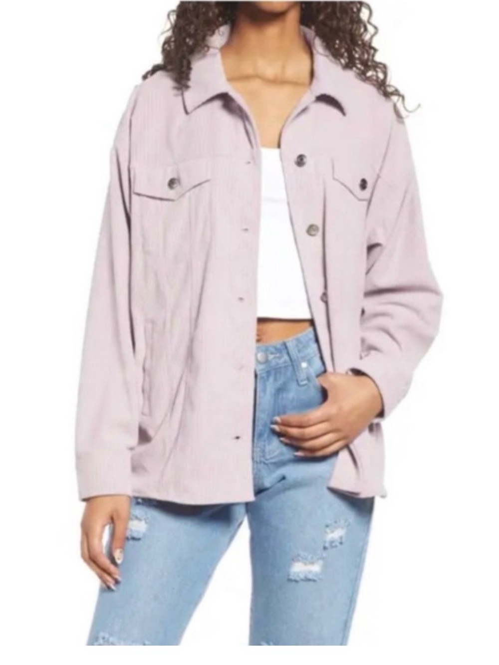 Thread & Supply Lavender Corduroy Shacket Size L